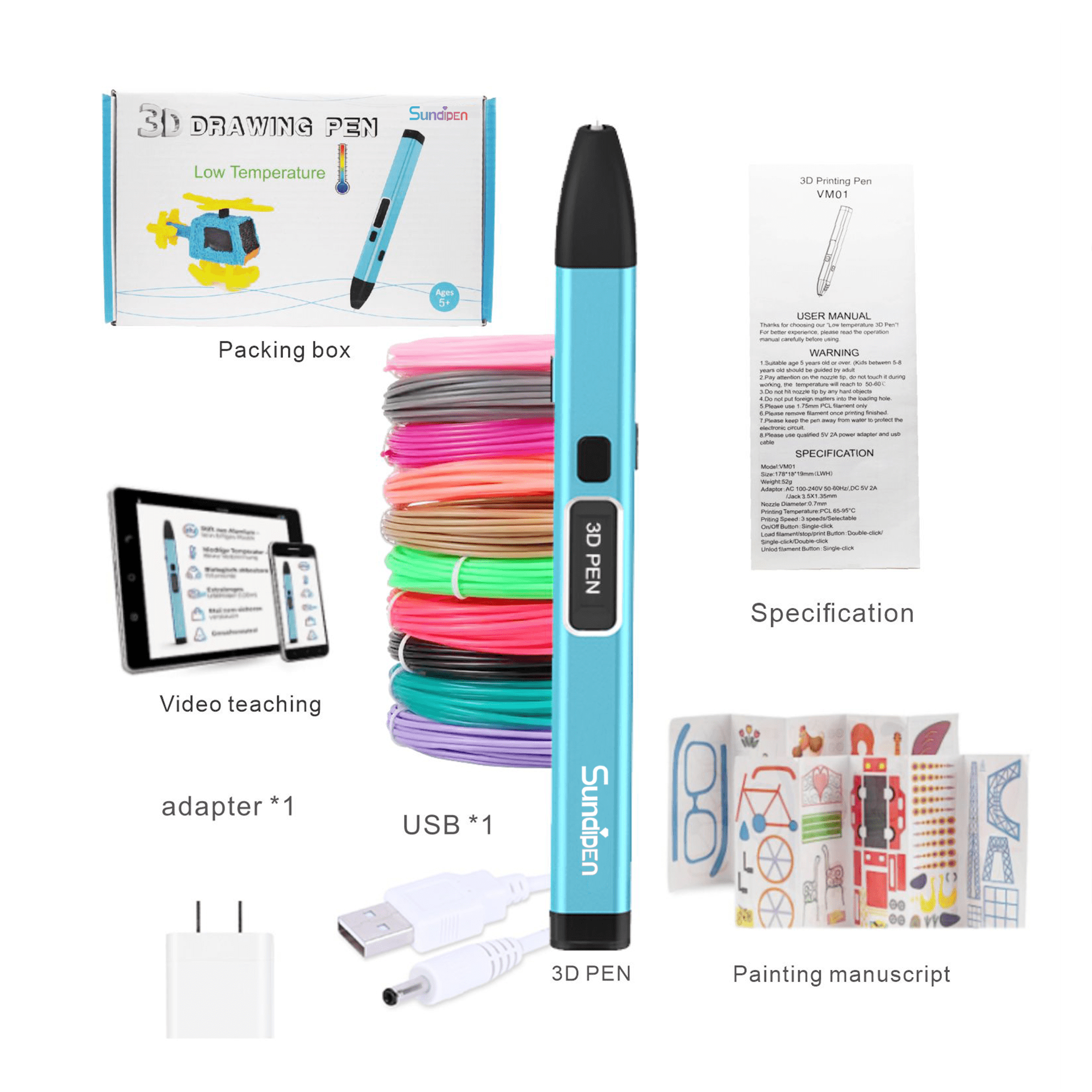 Sundi3d 3d pen lower temperature PCL filament