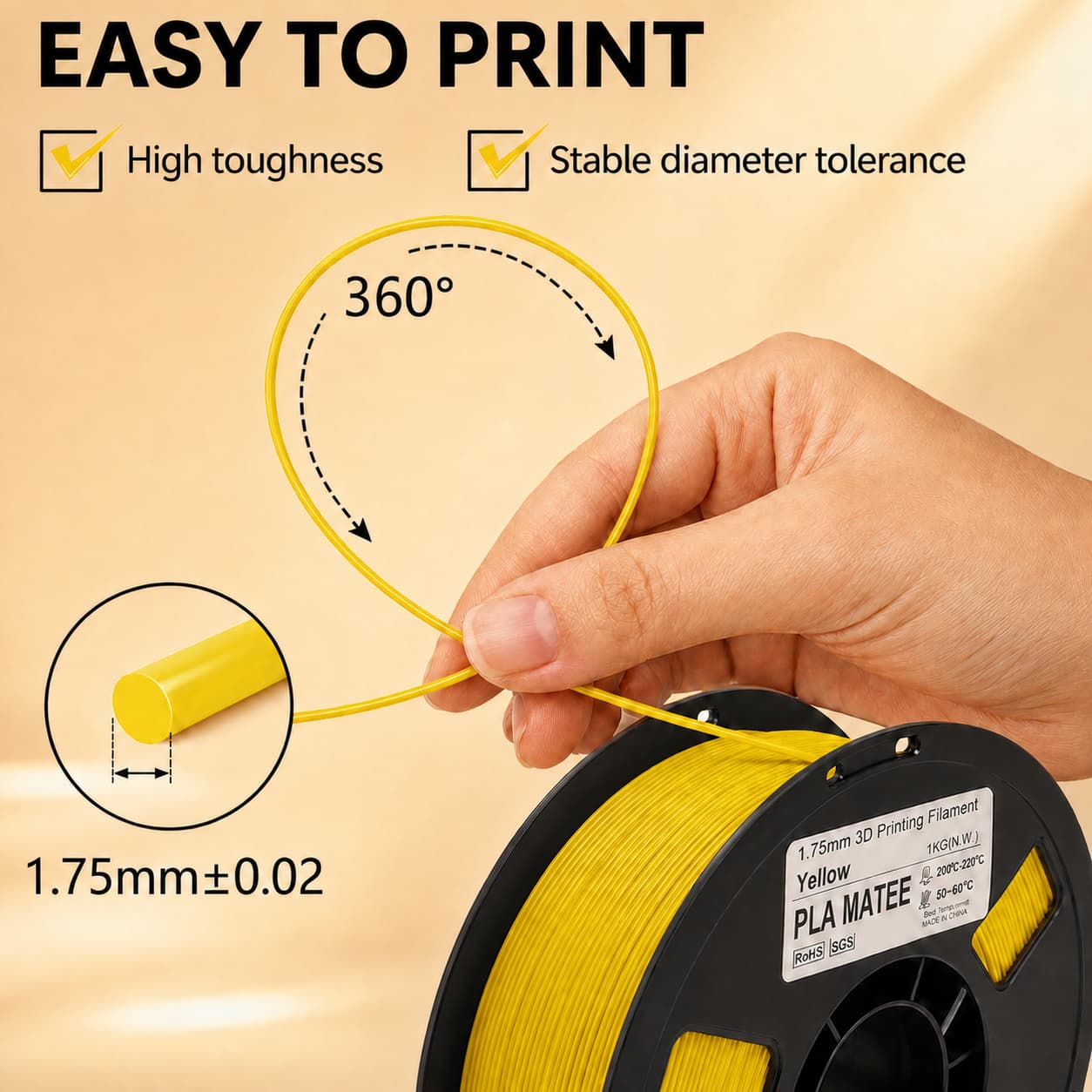 SUNDI3D Matte PLA Filament 1.75mm - Image 3
