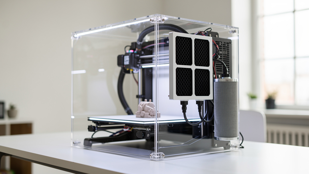 Enclosed 3D printer with HEPA and carbon filtration