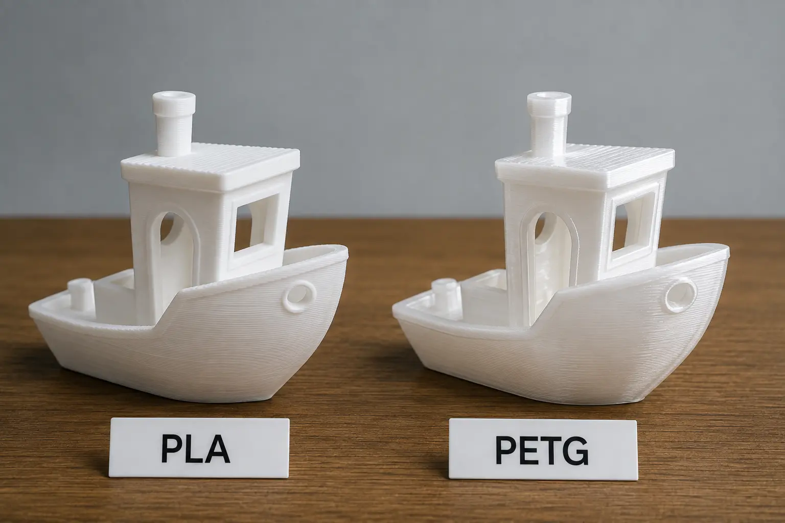 Comparison of PETG and PLA printed material texture